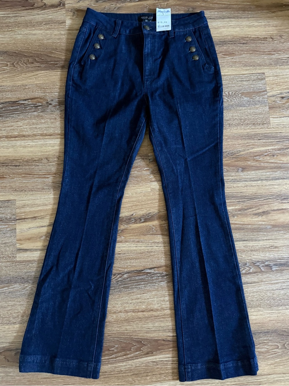 Dark wash denim blue jeans